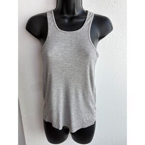 Zara Trafaluc Grey Ribbed Tank S Basics Essential Closet Staple Racerback Top